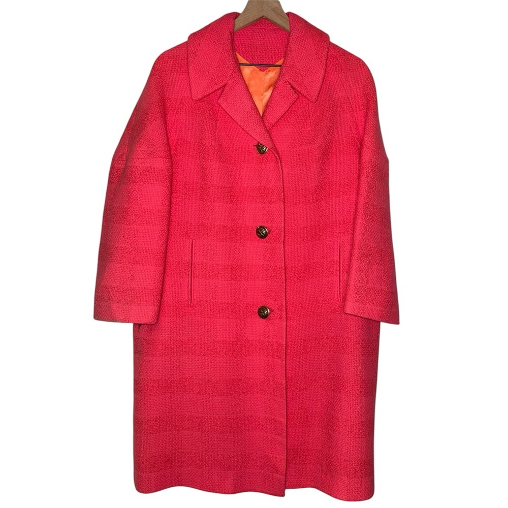 Rare Vintage 60s Union Made Half Trench Coat Neon Pink w Pockets Bratz‎ Azademia
